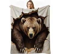 Nuphtun Couverture Polaire 240 x 260 cm Ours 3D Marron, Couverture Canapé Grande Taille Usage Multiple comme Couette d'Appoint, Assure Une Protection Contre Le Froid, AW2982