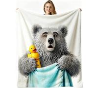 Nuphtun Couverture Polaire 240 x 260 cm Ours Gris, Couverture Canapé Grande Taille Usage Multiple comme Couette d'Appoint, Assure Une Protection Contre Le Froid, AW3846