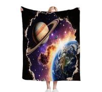 Nuphtun Couverture Polaire 240 x 260 cm Planète 3D Colorée, Couverture Canapé Grande Taille Usage Multiple comme Couette d'Appoint, Assure Une Protection Contre Le Froid, AQ1074