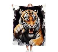 Nuphtun Couverture Polaire 240 x 260 cm Tigre 3D Jaune, Couverture Canapé Grande Taille Usage Multiple comme Couette d'Appoint, Assure Une Protection Contre Le Froid, AQ1206