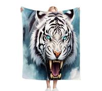 Nuphtun Couverture Polaire 240 x 260 cm Tigre Blanc, Couverture Canapé Grande Taille Usage Multiple comme Couette d'Appoint, Assure Une Protection Contre Le Froid, AQ1122