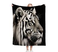 Nuphtun Couverture Polaire 240 x 260 cm Tigre Blanc, Couverture Canapé Grande Taille Usage Multiple comme Couette d'Appoint, Assure Une Protection Contre Le Froid, AQ1368