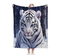Nuphtun Couverture Polaire 240 x 260 cm Tigre Blanc, Couverture Canapé Grande Taille Usage Multiple comme Couette d'Appoint, Assure Une Protection Contre Le Froid, AQ2244