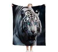 Nuphtun Couverture Polaire 240 x 260 cm Tigre Blanc, Couverture Canapé Grande Taille Usage Multiple comme Couette d'Appoint, Assure Une Protection Contre Le Froid, AQ1500