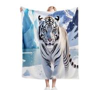 Nuphtun Couverture Polaire 240 x 260 cm Tigre Blanc, Couverture Canapé Grande Taille Usage Multiple comme Couette d'Appoint, Assure Une Protection Contre Le Froid, AQ1656