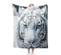 Nuphtun Couverture Polaire 240 x 260 cm Tigre Blanc, Couverture Canapé Grande Taille Usage Multiple comme Couette d'Appoint, Assure Une Protection Contre Le Froid, AQ1566