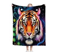 Nuphtun Couverture Polaire 240 x 260 cm Tigre Coloré, Couverture Canapé Grande Taille Usage Multiple comme Couette d'Appoint, Assure Une Protection Contre Le Froid, AQ1254