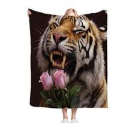 Nuphtun Couverture Polaire 240 x 260 cm Tigre Jaune, Couverture Canapé Grande Taille Usage Multiple comme Couette d'Appoint, Assure Une Protection Contre Le Froid, AQ546