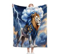 Nuphtun Couverture Polaire 240 x 260 Lion Bleu, Couverture Polaire Grande Taille 240x260 cm | Usage Multiple comme Couette d'Appoint, Assure Une Protection Contre Le Froid M347-