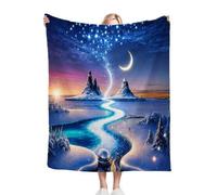 Nuphtun Couverture Polaire 240 x 260 Lune Bleue, Couverture Polaire Grande Taille 240x260 cm | Usage Multiple comme Couette d'Appoint, Assure Une Protection Contre Le Froid M349-