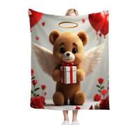Nuphtun Couverture Polaire 240 x 260 Ours de Dessin Animé, Couverture Polaire Grande Taille 240x260 cm | Usage Multiple comme Couette d'Appoint, Assure Une Protection Contre Le Froid A3