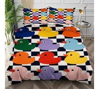 Nuphtun Ensemble de Literie 220x240 Canard Coloré, Décolore Pas Soyeux Parure de Lit pour Filles Garçons, Doux Housse de Couette en Microfibre adapté à Noël, Saint-Valentin,AW3779