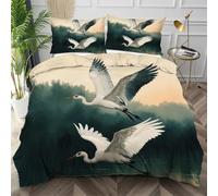 Nuphtun Ensemble de Literie 220x240 Cigogne Blanche, Décolore Pas Soyeux Parure de Lit pour Filles Garçons, Doux Housse de Couette en Microfibre adapté à Noël, Saint-Valentin,AQ785