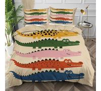 Nuphtun Ensemble de Literie 220x240 Crocodile Coloré, Décolore Pas Soyeux Parure de Lit pour Filles Garçons, Doux Housse de Couette en Microfibre adapté à Noël, Saint-Valentin,AQ425