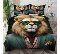 Nuphtun Ensemble de Literie 220x240 Lion Jaune Pâle, Décolore Pas Soyeux Parure de Lit pour Filles Garçons, Doux Housse de Couette en Microfibre adapté à Noël, Saint-Valentin,AQ641