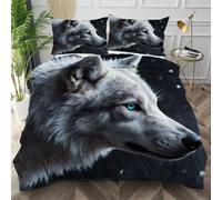 Nuphtun Ensemble de Literie 220x240 Loup Blanc, Décolore Pas Soyeux Parure de Lit pour Filles Garçons, Doux Housse de Couette en Microfibre adapté à Noël, Saint-Valentin,AQ761