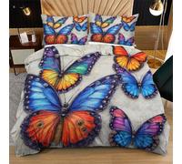 Nuphtun Housse de Couette 140x200 Papillon Coloré Adulte, Super Microfibre Ensemble de Literie 140x200 avec Fermeture Éclair, 3D Impression Parure de Lit + 2 Taies d'oreiller 65x65