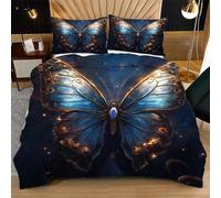 Nuphtun Housse de Couette 140x200 Papillon Gris Adulte, Super Microfibre Ensemble de Literie 140x200 avec Fermeture Éclair, 3D Impression Parure de Lit + 2 Taies d'oreiller 65x65