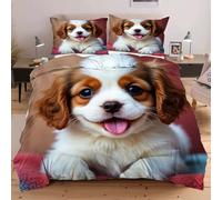Nuphtun Housse de Couette 160x200 Chien, 3 Pièces Ensemble de Literie 160x200 de Lit Adolescent, 3D Parure de Lit Microfibre de avec Fermeture Éclair et 2 Taies D'oreillers D99