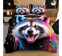 Nuphtun Housse de Couette 240x260 cm Raton Laveur Rieur, Set de Literie en Microfibre avec 2 Taies d'oreiller | Dimensions Très Rares et Recherchées, Microfibre de Première Qualité L137-