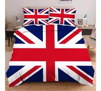 Nuphtun Housse de Couette 240x260 Drapeau Britannique, Respirant Parure de Lit 240x260 + Taie d'oreille avec Fermeture Éclair, 3D Imprimé Ensemble de Literie en Microfibre pour Famille D359