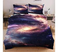 Nuphtun Literie Dimensions XXL 220x240 cm Voie Lactée, Set de Literie en Microfibre avec 2 Taies d'oreiller | Dimensions Généreuses, Confort Suprême, pour Lits de Grande Taille D376