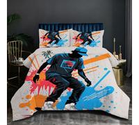 Nuphtun Parure de Couette 220x240 cm | GarçOn Faisant du Skateboard, Microfibre et Remplissage Coton, Poids Modéré et Équilibre Parfait, Longueur Généreuse pour Un Confort Complet en Lit T76