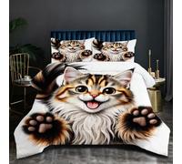 Nuphtun Parure de Couette 240x260 cm 2.7kg | Chat Coloré, Ensemble Intégral en Microfibre, Remplissage Coton 200GSM, Poids Confortable et Enveloppant, Confort Absolu pour Votre Maison D55