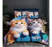 Nuphtun Parure de Couette 240x260 cm 2.7kg | Chat Coloré, Ensemble Intégral en Microfibre, Remplissage Coton 200GSM, Poids Confortable et Enveloppant, Confort Absolu pour Votre Maison D31