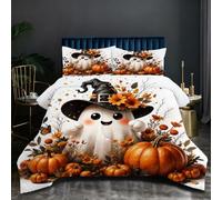 Nuphtun Parure de Couette 240x260 cm 2.7kg | Citrouille Jaune, Ensemble Intégral en Microfibre, Remplissage Coton 200GSM, Poids Confortable et Enveloppant, Confort Absolu pour Votre Maison O391