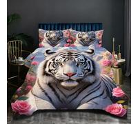Nuphtun Parure de Couette 240x260 cm 2.7kg | Tigre Gris, Ensemble Intégral en Microfibre, Remplissage Coton 200GSM, Poids Confortable et Enveloppant, Confort Absolu pour Votre Maison O107
