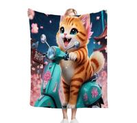 Nuphtun Plaid Polaire 130x150 Chat à VéLo, Couverture Polaire Douce 130x150 cm | Douceur Veloutée et Entretien Facile, Parfaite pour Le Salon, Apporte Un Réconfort Enveloppant M316-