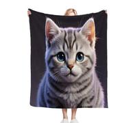 Nuphtun Plaid Polaire 130x150 Chat Gris, Couverture Polaire Douce 130x150 cm | Douceur Veloutée et Entretien Facile, Parfaite pour Le Salon, Apporte Un Réconfort Enveloppant M158-