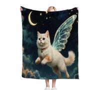 Nuphtun Plaid Polaire 150 x 200 Chat Volant, Couverture Microfibre 3D 150x200 cm | Taille Double, Idéale pour Canapé et Lit Deux Places, Crée Une Ambiance Chaleureuse K158-