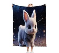 Nuphtun Plaid Polaire 150 x 200 Lapin Gris, Couverture Microfibre 3D 150x200 cm | Taille Double, Idéale pour Canapé et Lit Deux Places, Crée Une Ambiance Chaleureuse M296-