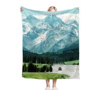 Nuphtun Plaid Polaire 150 x 200 Montagne Verte, Couverture Microfibre 3D 150x200 cm | Taille Double, Idéale pour Canapé et Lit Deux Places, Crée Une Ambiance Chaleureuse E260