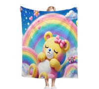 Nuphtun Plaid Polaire 150 x 200 Ours Arc-en-Ciel, Couverture Microfibre 3D 150x200 cm | Taille Double, Idéale pour Canapé et Lit Deux Places, Crée Une Ambiance Chaleureuse M118-