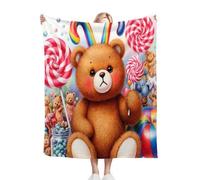 Nuphtun Plaid Polaire 150 x 200 Ours Brun, Couverture Microfibre 3D 150x200 cm | Taille Double, Idéale pour Canapé et Lit Deux Places, Crée Une Ambiance Chaleureuse K350-