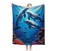 Nuphtun Plaid Polaire 240x260 Animal Dauphin, Couverture XXL Ultra Douce 240x260 cm | Usage Polyvalent comme Jeté de Lit ou Plaid d'Exception, Procure Une Protection Contre Le Froid A1