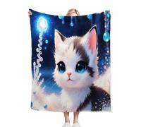 Nuphtun Plaid Polaire 240x260 Chat Bleu, Couverture XXL Ultra Douce 240x260 cm | Usage Polyvalent comme Jeté de Lit ou Plaid d'Exception, Procure Une Protection Contre Le Froid M84-