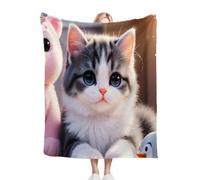 Nuphtun Plaid Polaire 240x260 Chat Mignon, Couverture XXL Ultra Douce 240x260 cm | Usage Polyvalent comme Jeté de Lit ou Plaid d'Exception, Procure Une Protection Contre Le Froid M238-