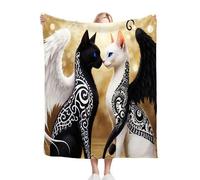 Nuphtun Plaid Polaire 240x260 Chat Noir et Blanc, Couverture XXL Ultra Douce 240x260 cm | Usage Polyvalent comme Jeté de Lit ou Plaid d'Exception, Procure Une Protection Contre Le Froid M92-