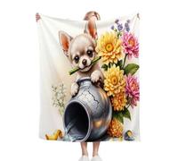 Nuphtun Plaid Polaire 240x260 Chien Floral, Couverture XXL Ultra Douce 240x260 cm | Usage Polyvalent comme Jeté de Lit ou Plaid d'Exception, Procure Une Protection Contre Le Froid M108-