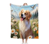 Nuphtun Plaid Polaire 240x260 Chien Floral, Couverture XXL Ultra Douce 240x260 cm | Usage Polyvalent comme Jeté de Lit ou Plaid d'Exception, Procure Une Protection Contre Le Froid M50-