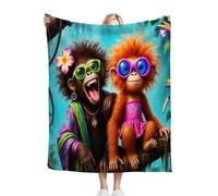 Nuphtun Plaid Polaire 240x260 Singe Coloré, Couverture XXL Ultra Douce 240x260 cm | Usage Polyvalent comme Jeté de Lit ou Plaid d'Exception, Procure Une Protection Contre Le Froid M252-