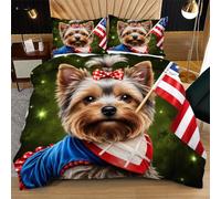 Nuphtun Set Lit Size Familiale 240x260 cm Yorkshire Terrier, Housse de Couette Imprimée 3D et 2 Taies d'oreiller | pour Familles avec Enfants ou Lits Gigognes | Confort Partagé N386