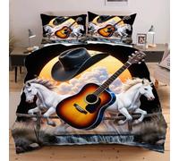 Nuphtun Set Lit Une Place 140x200 cm Animal Cheval, Housse de Couette Imprimée 3D et 2 Taies d'oreiller, Toucher Doux comme du Coton | Parfait pour Célibataires et Studios C26