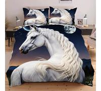 Nuphtun Set Lit Une Place 140x200 cm Animal Cheval, Housse de Couette Imprimée 3D et 2 Taies d'oreiller, Toucher Doux comme du Coton | Parfait pour Célibataires et Studios C104