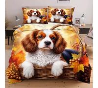 Nuphtun Set Lit Une Place 140x200 cm Animal Chien, Housse de Couette Imprimée 3D et 2 Taies d'oreiller, Toucher Doux comme du Coton | Parfait pour Célibataires et Studios C10