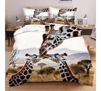 Nuphtun Set Lit Une Place 140x200 cm Animal Girafe, Housse de Couette Imprimée 3D et 2 Taies d'oreiller, Toucher Doux comme du Coton | Parfait pour Célibataires et Studios C112